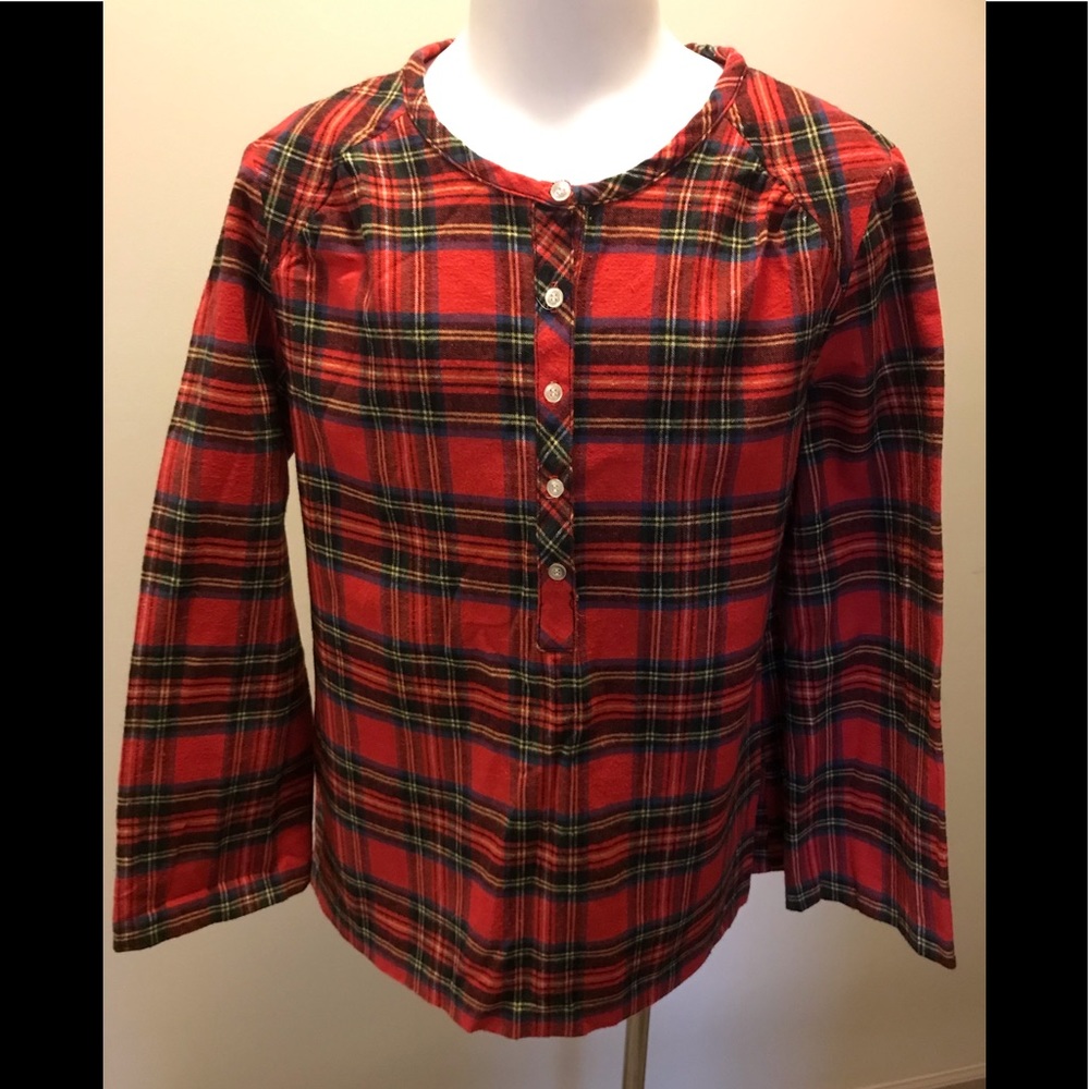 Vintage JC Penney Red Plaid Tunic Top w Stretchy Belt, EUC